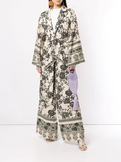 Shop Johanna Ortiz Kimono Coat In Night Cali Blk Ecr