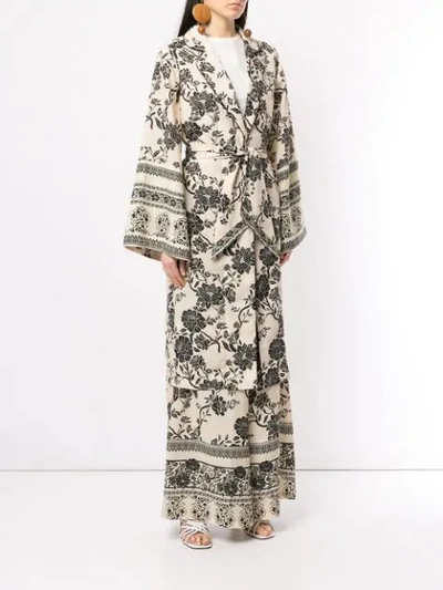 Shop Johanna Ortiz Kimono Coat In Night Cali Blk Ecr