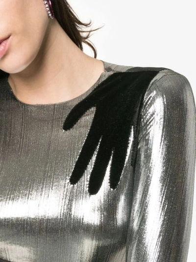 Shop Alexia Hentsch X Browns Hands Applique Metallic Bodysuit In Silver