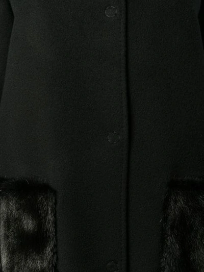 Shop Manzoni 24 Single-breasted Fur Detailed Coat In Black
