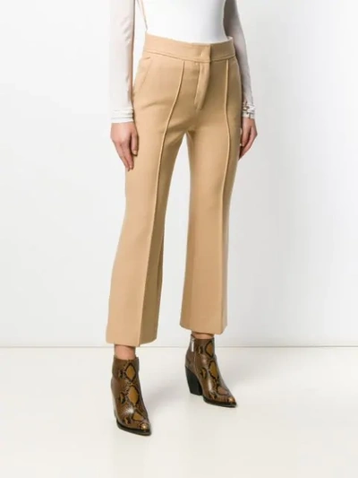Shop Joseph High Rise Cropped Trousers In Brown