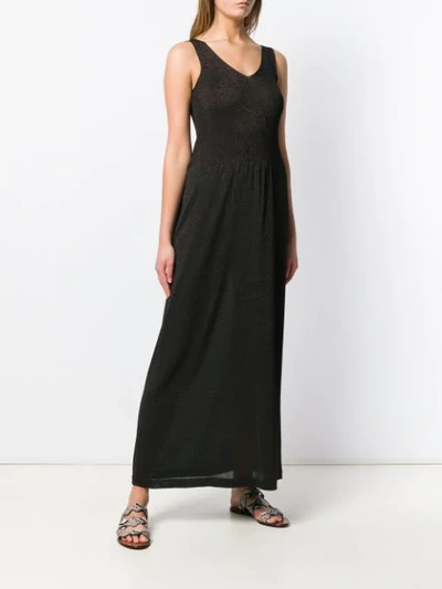 Shop Roberto Collina Lurex Knit Maxi Dress In Brown