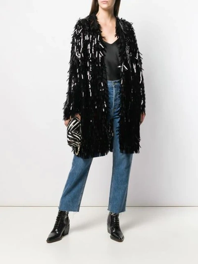 NORMA KAMALI ALL-OVER SEQUIN TRENCH COAT - 黑色