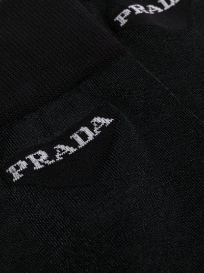 Shop Prada Stretch Jacquard Logo Socks In 0002 Black