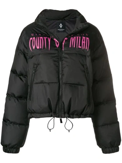 Shop Marcelo Burlon County Of Milan Logo Padded Jacket - Black