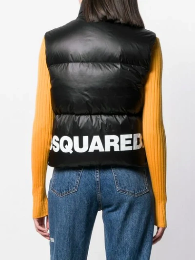 Shop Dsquared2 Logo Print Puffer Vest In 900  Black