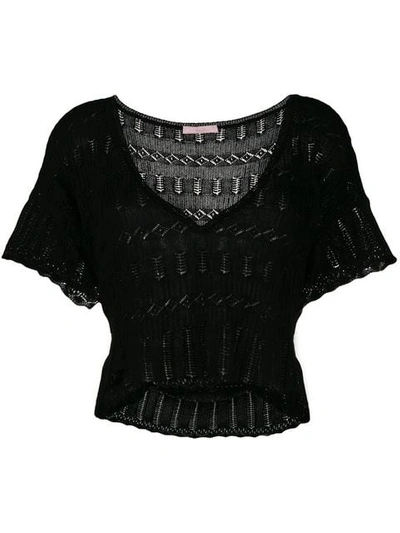 Shop Kristina Ti Open Knit Crop Top In Black