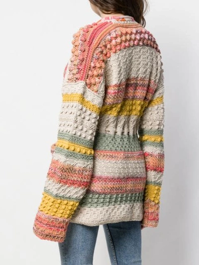 Shop Etro Patchwork Knit Cardigan In Neutrals