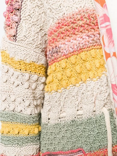 Shop Etro Patchwork Knit Cardigan In Neutrals