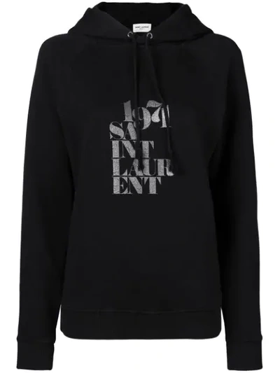 Shop Saint Laurent Logo-print Hoodie In Black