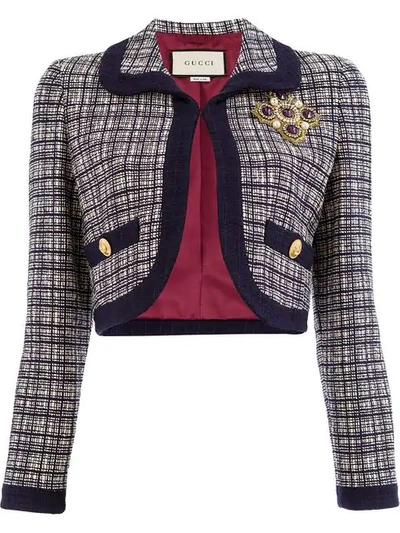 Shop Gucci Cropped-jacke Mit Karomuster In White