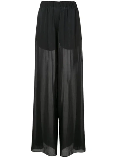 Shop Vera Wang Voile Palazzo Pants In Black