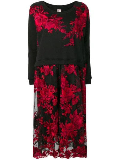 Shop Antonio Marras Embroidered Floral Dress In Black