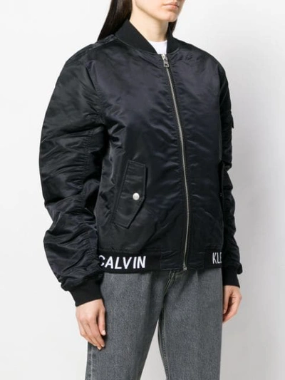 Shop Calvin Klein Jeans Est.1978 Institutional Hem Bomber Jacket In Black
