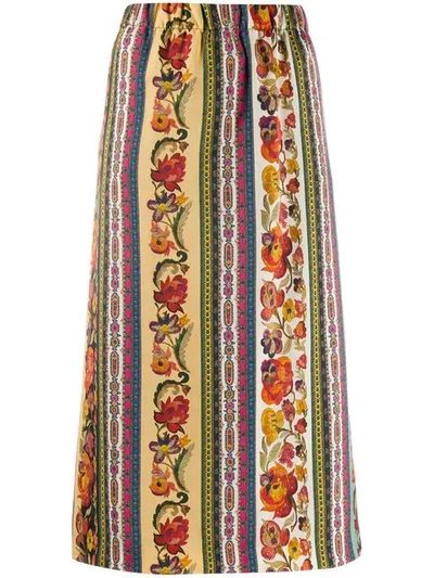 Shop Etro Floral Pencil Skirt In Neutrals