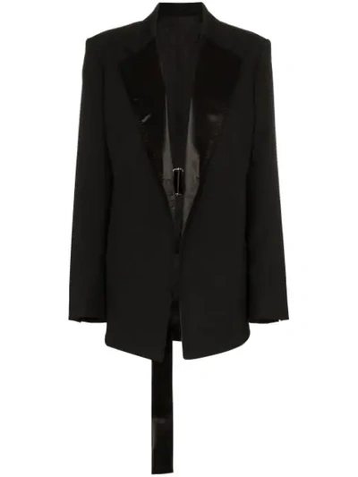 Shop Helmut Lang Wool Belted Blazer In  Black