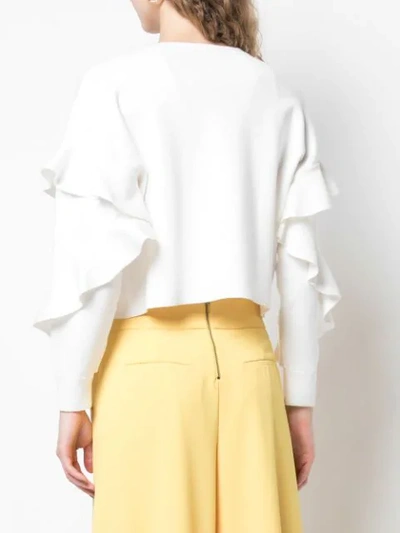 Shop Alice And Olivia Nettie Ruffle Sleeve Jumper In White