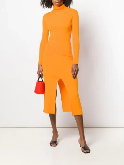 Shop Simon Miller Slit Detail Pencil Skirt In Orange