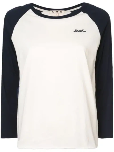 Shop Amo Raglan Sleeved T-shirt - White