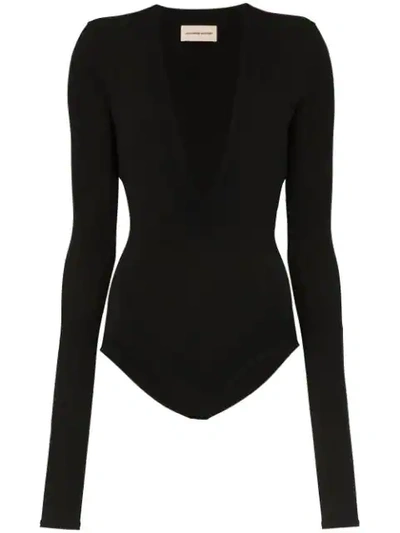 Shop Alexandre Vauthier Plunging Bodysuit In Black