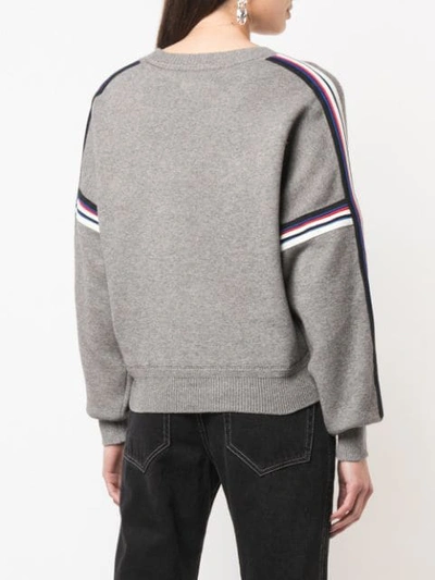 Shop Isabel Marant Étoile Stripe Detail Sweater In Grey