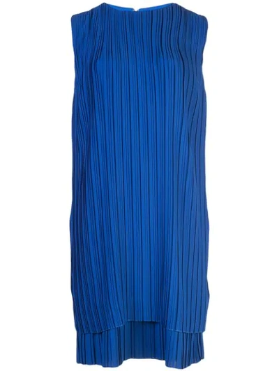 Shop Victoria Victoria Beckham Pleated Shift Dress In Blue