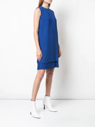 Shop Victoria Victoria Beckham Pleated Shift Dress In Blue