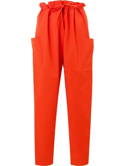 Shop Maison Rabih Kayrouz Paper Bag Trousers In Red