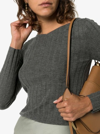 Shop Totême Toury Ribbed Knit Top In Grey