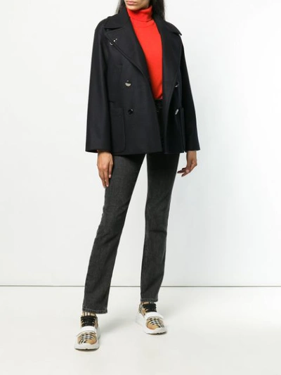 Shop Fay Picot Double Breasted Jacket In Blue