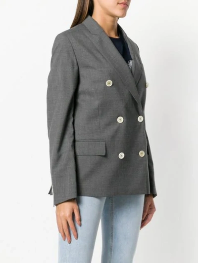 Shop Golden Goose Double Breasted Boxy Blazer In Grey