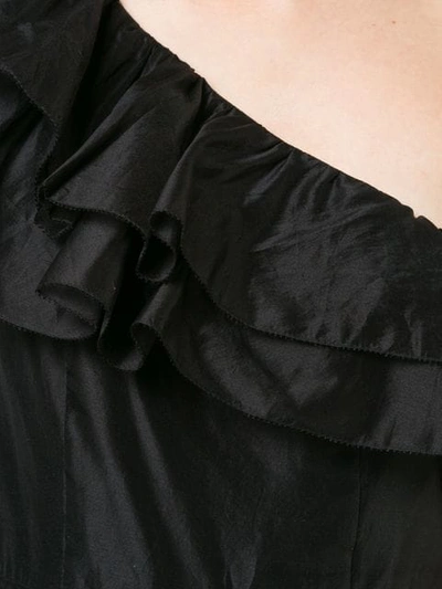 Shop Ulla Johnson Ruffle Trim Asymmetric Dress In Noir