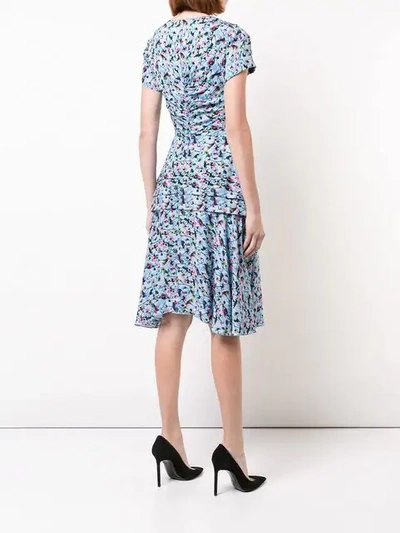 Shop Jason Wu Collection Gathered Floral Dress In Blue Multi
