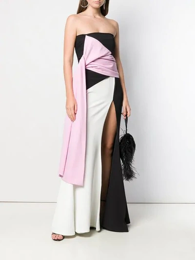 Shop Avaro Figlio Colour Block Strapless Dress In Pink Black White