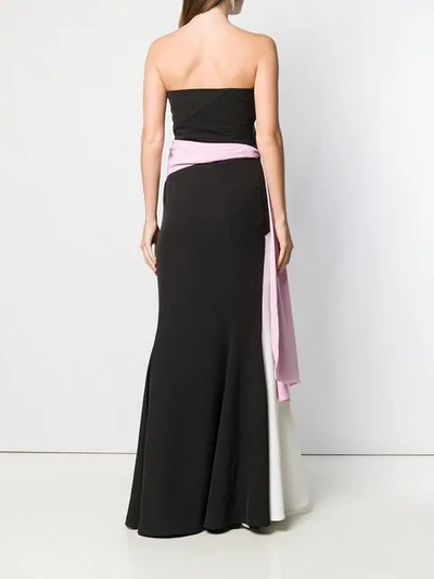 Shop Avaro Figlio Colour Block Strapless Dress In Pink Black White