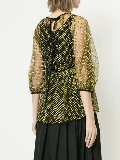 Shop Cecilie Bahnsen Flocked Tulle Blouse In Yellow