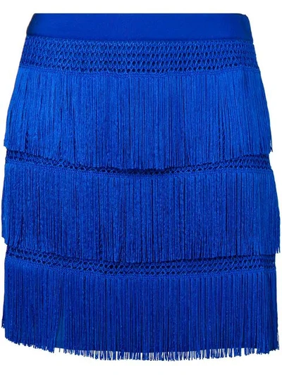 Shop Alberta Ferretti Flapper Fringe Skirt In Blue