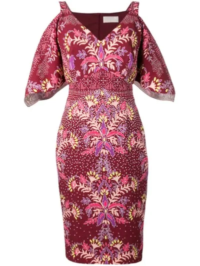 Shop Peter Pilotto Fitted Midi Dress In Bordeaux