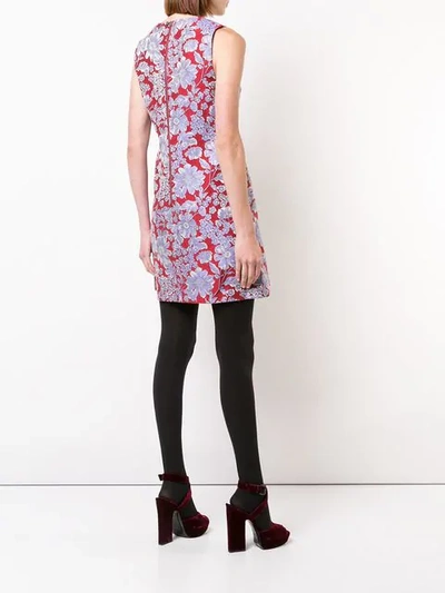 Shop Alice And Olivia Floral Print Mini Dress In Red ,multicolour