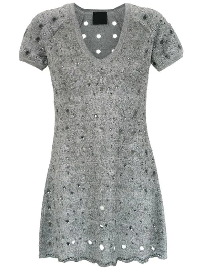 Shop Andrea Bogosian Knitted Dress In Grey