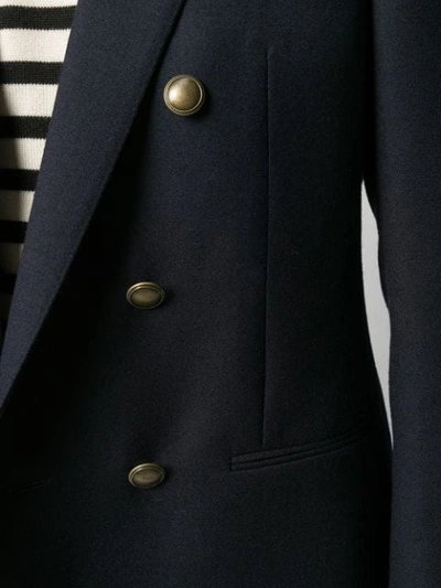 Shop Saint Laurent Double-breasted Fitted Blazer In Blue