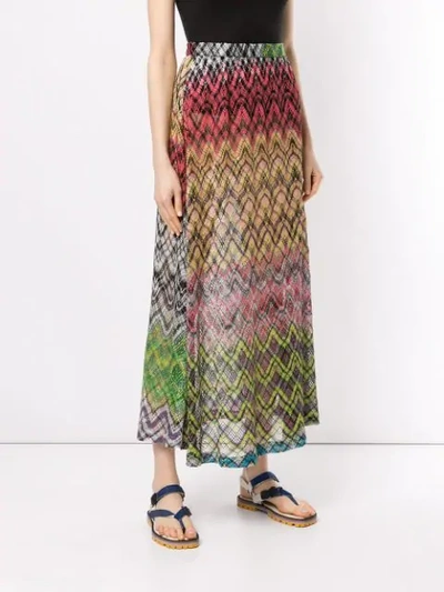 Shop Missoni Zigzag Weave Long Skirt - Multicolour