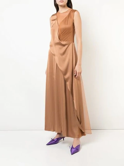 Sies Marjan Zariah Draped Satin-crepe Maxi Dress In Brown