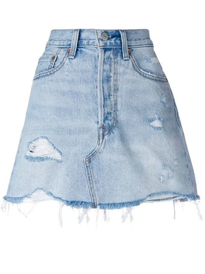 Shop Levi's Deconstructed Denim Skirt In Blue