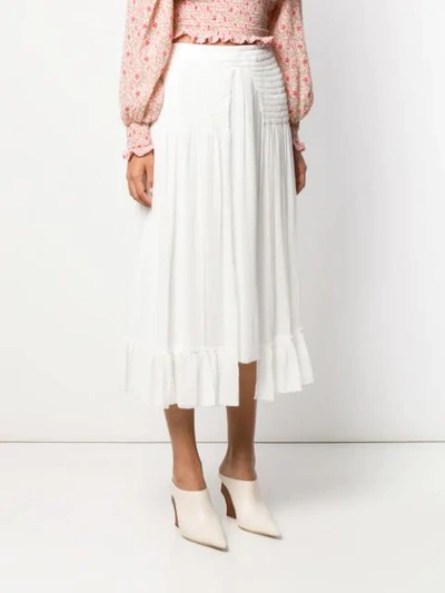 Shop Chloé Smocked Waist Skirt In White