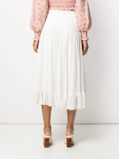 Shop Chloé Smocked Waist Skirt In White