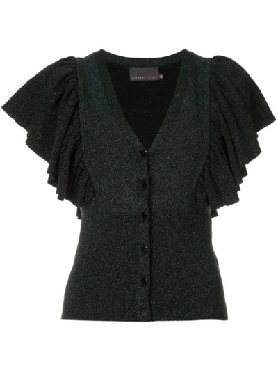 Shop Ginger & Smart Tincture Metallic Knit Cardigan In Green