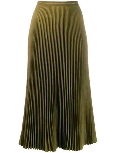 Shop Prada Midi Pleated Skirt - Green