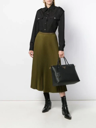 Shop Prada Midi Pleated Skirt - Green