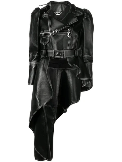 Shop Alexander Mcqueen Peplum Biker Jacket In Black